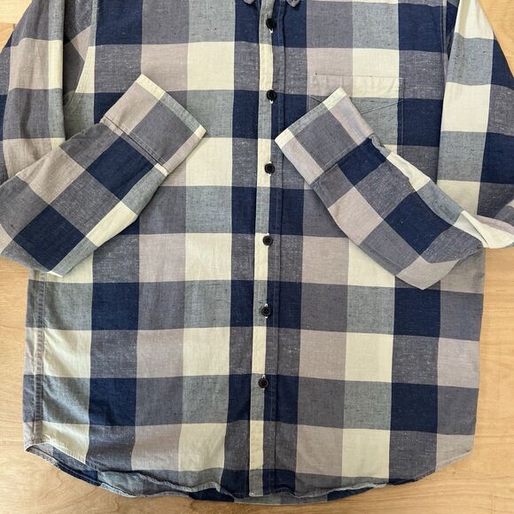 Lisboa Shirt Medium Blue Check Long Sleeve Button Up Oxford Made in Portugal - Picture 5 of 10